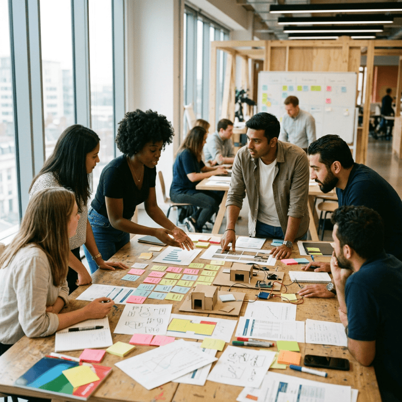 Public-sector team collaborating around civic innovation prototypes